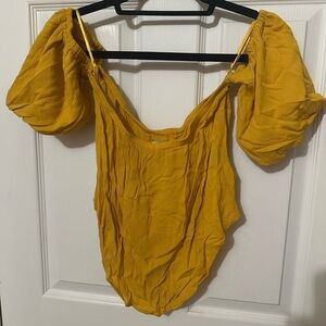 Yellow Puff Sleeve Women's Top